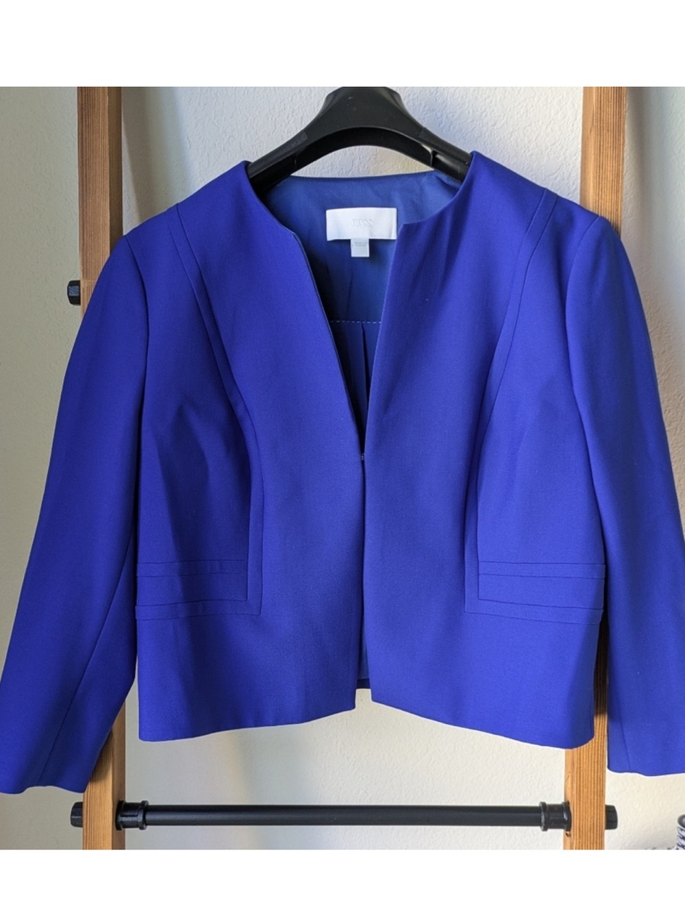 BOSS Hugo Boss Cobalt Blue Open Front Blazer Size 12